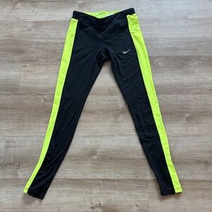 Nike Women’s Dri-Fit Running Leggings in Black and Neon Yellow